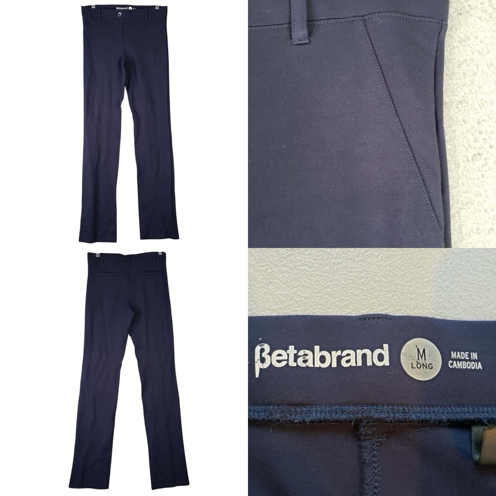 Betabrand Dress Pants Women’s Size Medium Long Navy Blue Straight Leg Yoga
